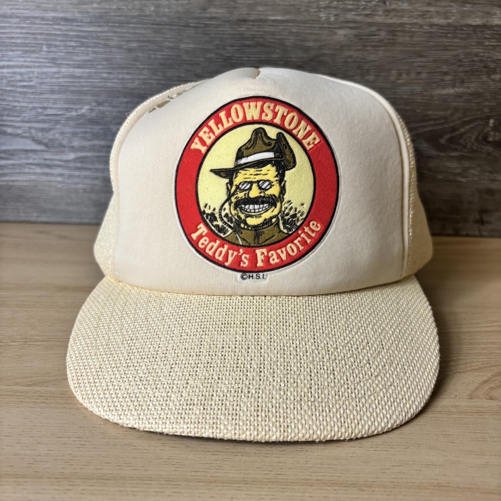 Vintage Yellowstone Hat Cap Snap Back Mesh Trucker Mens Teddys Favorite